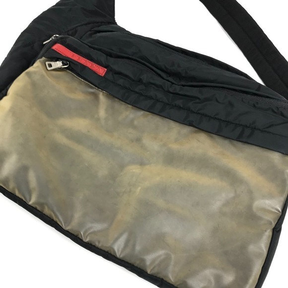 Prada logo crossbody bag pochette shoulder nylon black - Picture 12 of 15